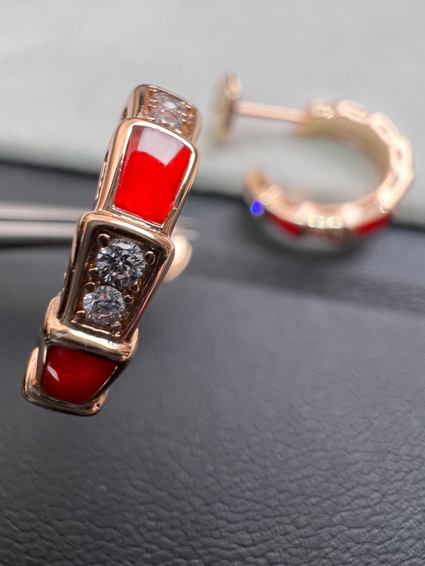 [Psychic Jewelrys]SERPENTI CARNELIAN PINK GOLD EARRINGS