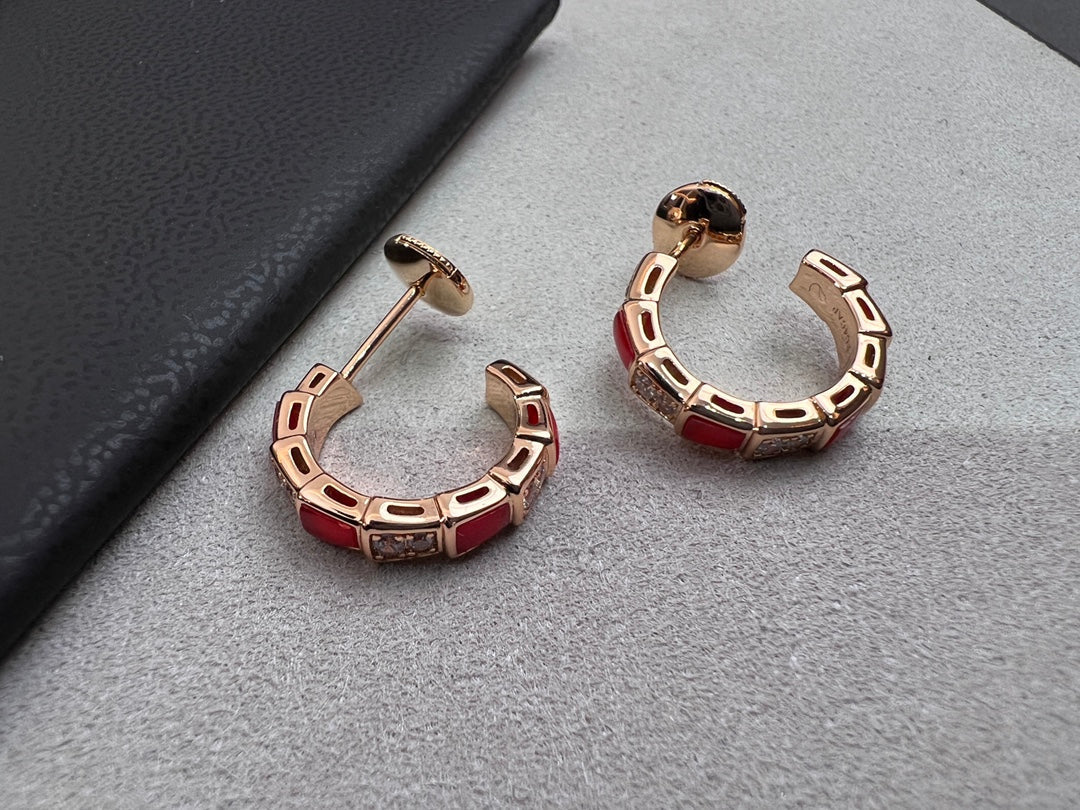 [Psychic Jewelrys]SERPENTI CARNELIAN PINK GOLD EARRINGS