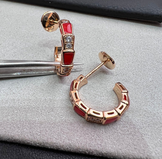 [Psychic Jewelrys]SERPENTI CARNELIAN PINK GOLD EARRINGS
