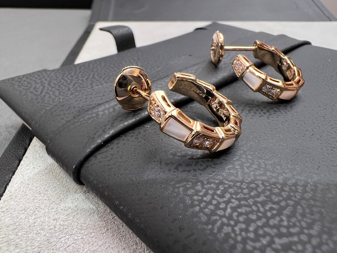 [Psychic Jewelrys]SERPENTI MOP PINK GOLD EARRINGS