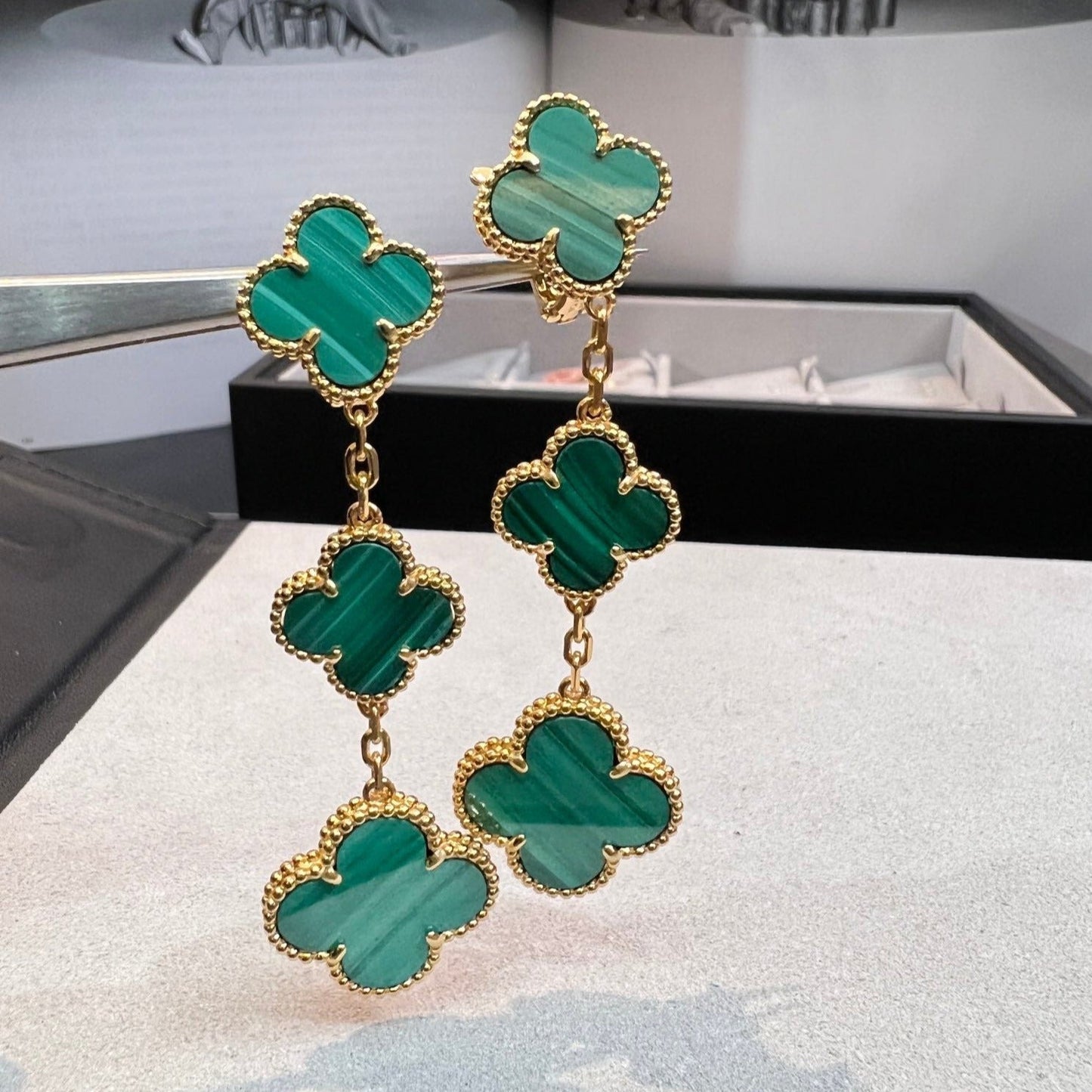 [Psychic Jewelrys]CLOVER MALACHITE 3 MOTIFS GOLD