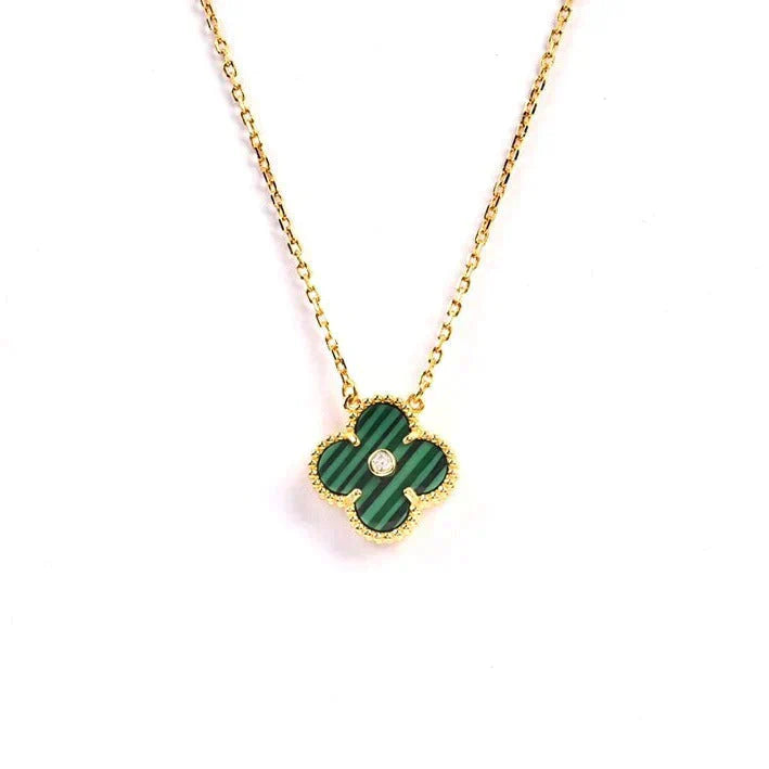 [Psychic Jewelrys]CLOVER 15MM DIAMOND TURQUOISE NECKLACE