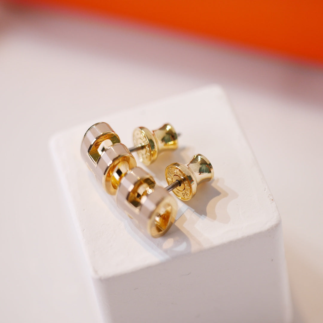 [Psychic Jewelrys]MINI POP H GOLD EARRINGS GREY