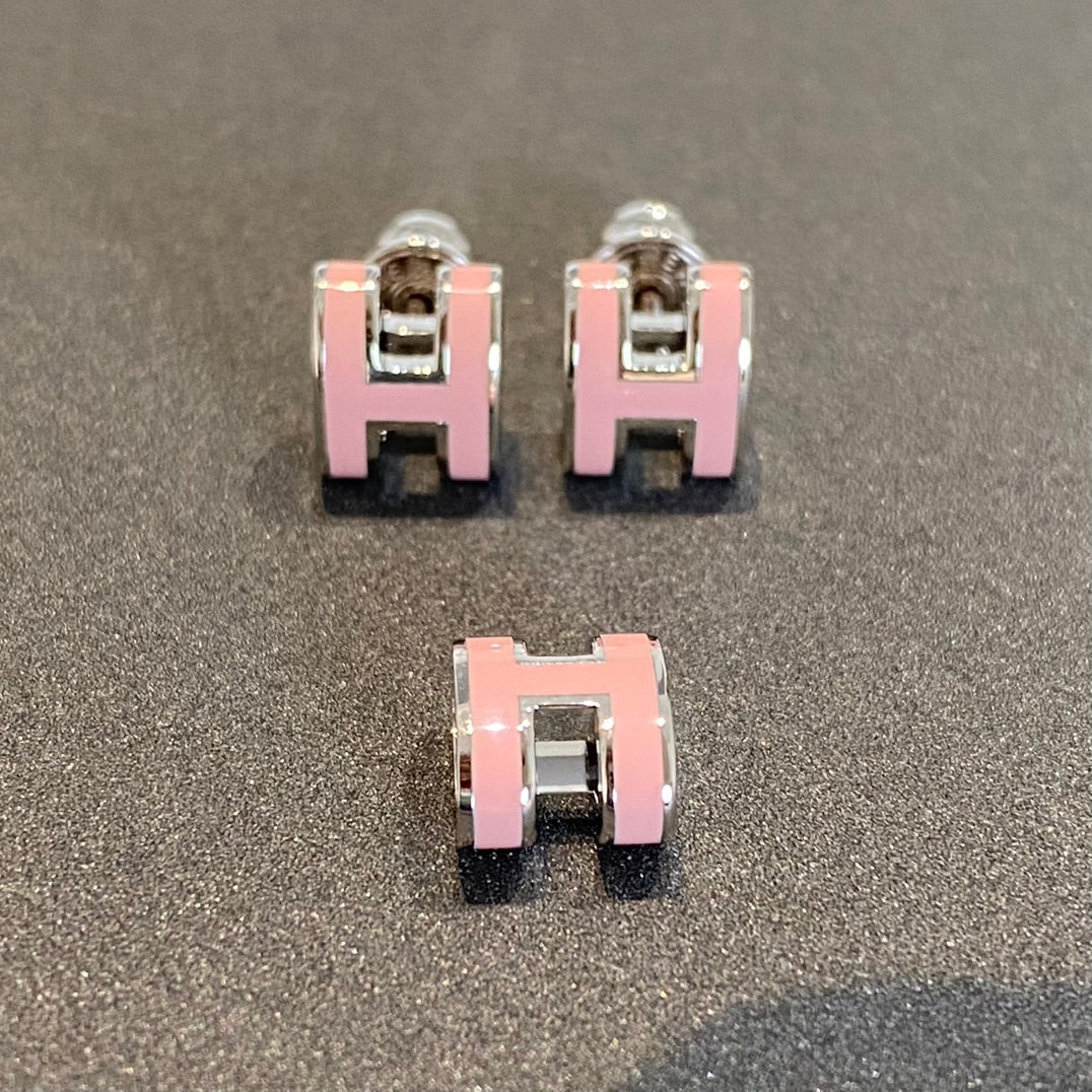 [Psychic Jewelrys]MINI POP H SILVER EARRINGS PINK