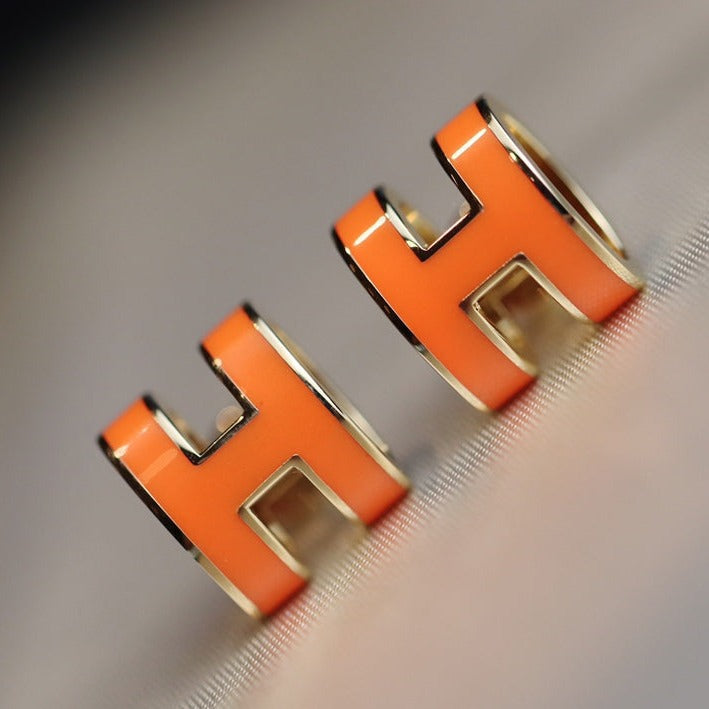 [Psychic Jewelrys]MINI POP H EARRINGS ORANGE