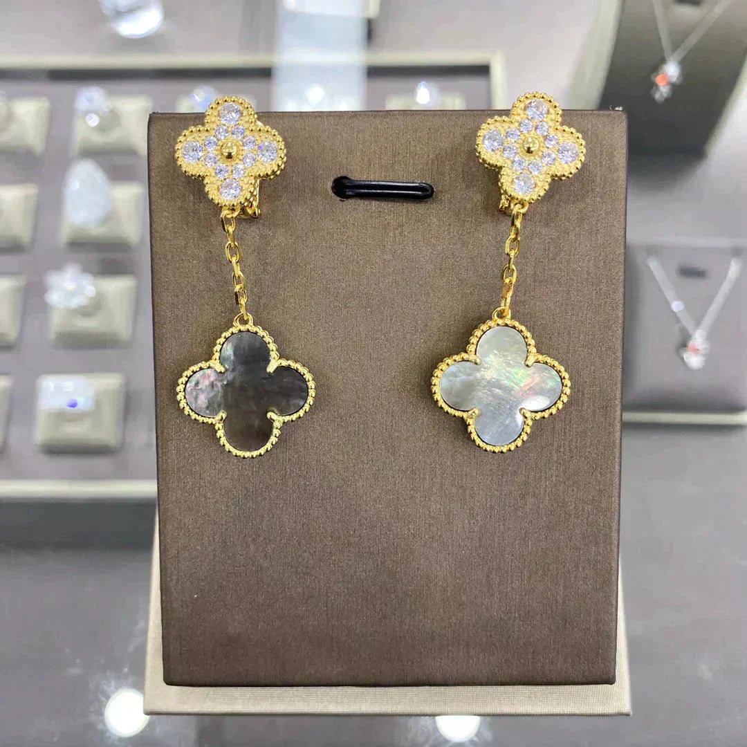 [Psychic Jewelrys]CLOVER  2 MOTIFS  DIAMOND  EARRINGS (MULTIPLE CHOICESç´