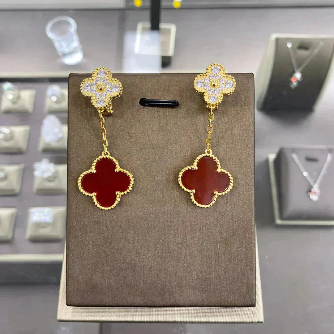 [Psychic Jewelrys]CLOVER  2 MOTIFS  DIAMOND  EARRINGS (MULTIPLE CHOICESç´