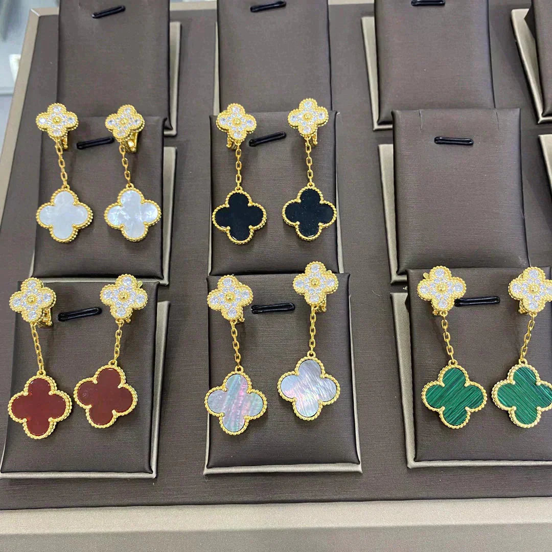 [Psychic Jewelrys]CLOVER  2 MOTIFS  DIAMOND  EARRINGS (MULTIPLE CHOICESç´