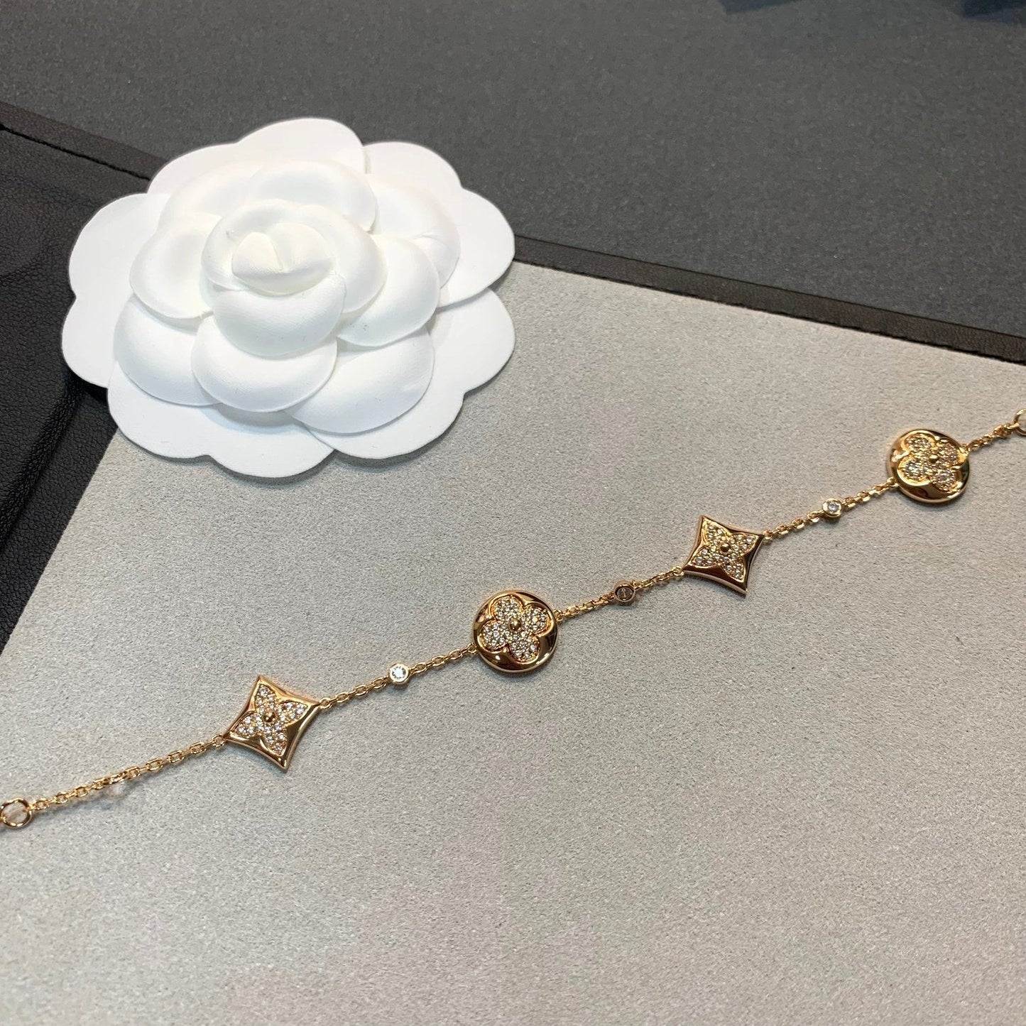 [Psychic Jewelrys]STAR AND SUN 4 MOTIFS GOLD DIAMONDS BRACELET