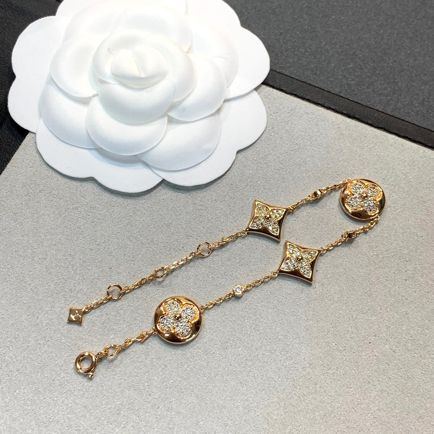 [Psychic Jewelrys]STAR AND SUN 4 MOTIFS GOLD DIAMONDS BRACELET