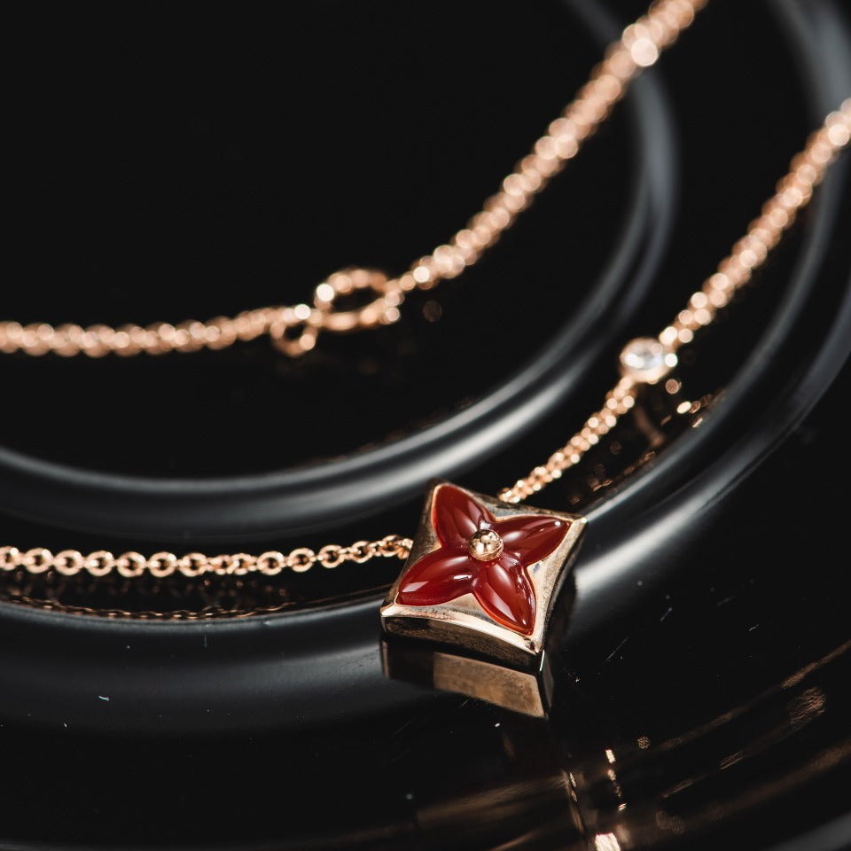 [Psychic Jewelrys]STAR NECKLACE PINK GOLD 1 DIAMOND