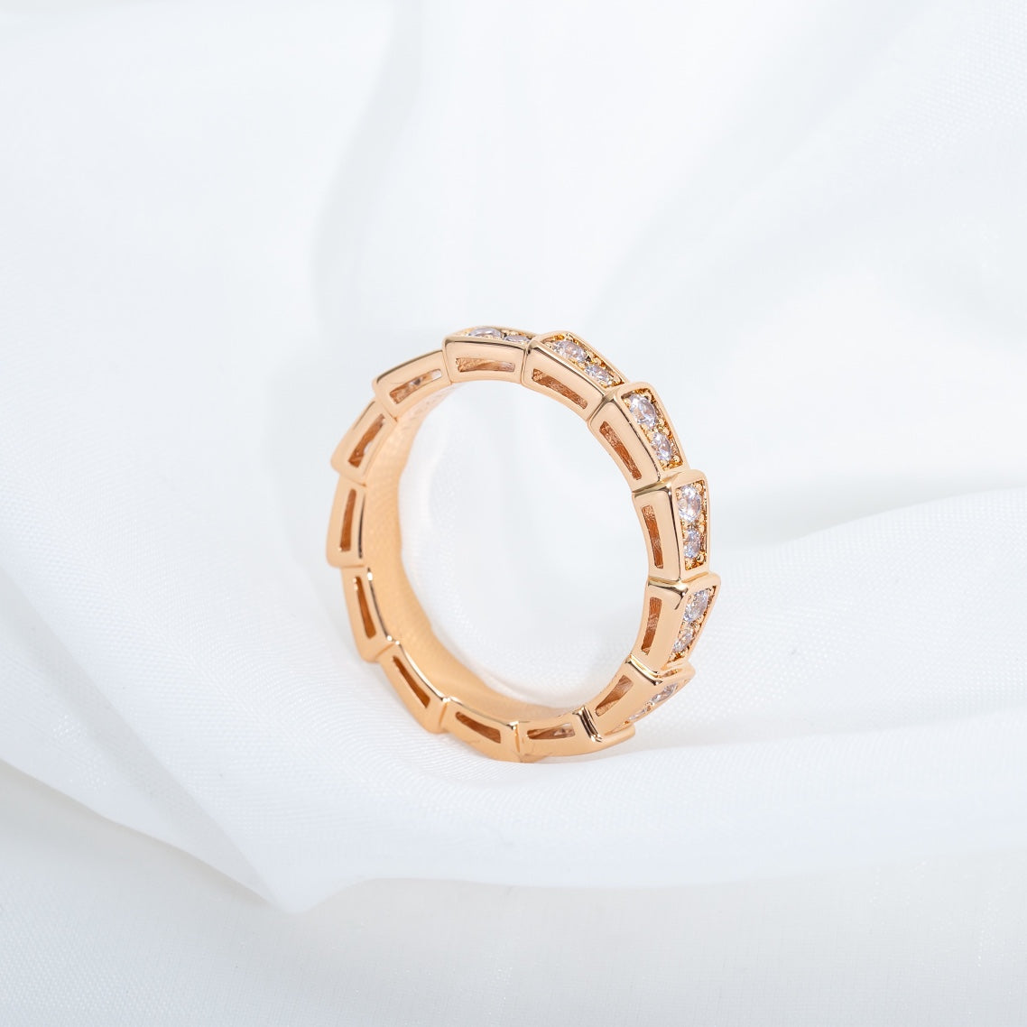 [Psychic Jewelrys]SERPENTI RING PINK GOLD DIAMOND PAVED 3MM
