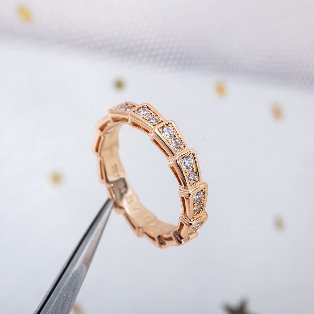 [Psychic Jewelrys]SERPENTI RING PINK GOLD DIAMOND PAVED 3MM