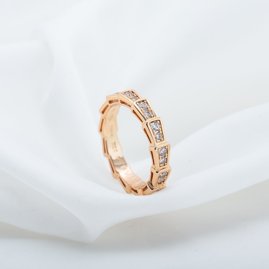 [Psychic Jewelrys]SERPENTI RING PINK GOLD DIAMOND PAVED 3MM