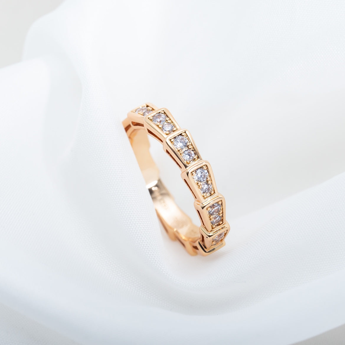 [Psychic Jewelrys]SERPENTI RING PINK GOLD DIAMOND PAVED 3MM