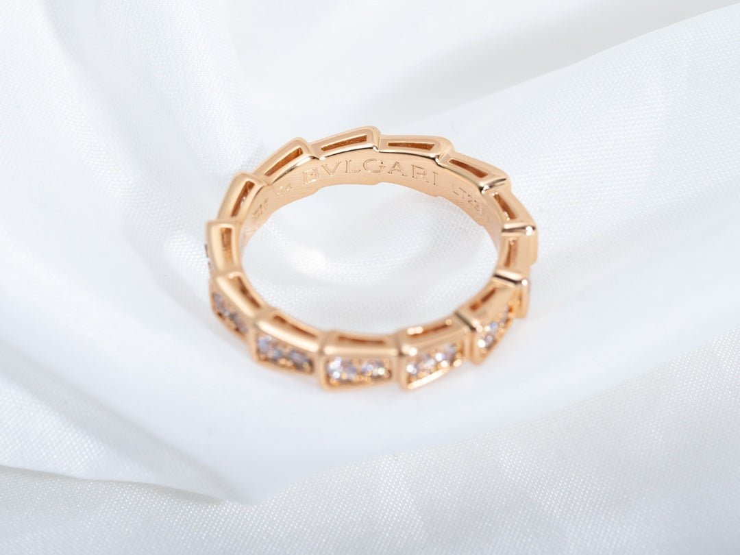 [Psychic Jewelrys]SERPENTI RING PINK GOLD DIAMOND PAVED 3MM