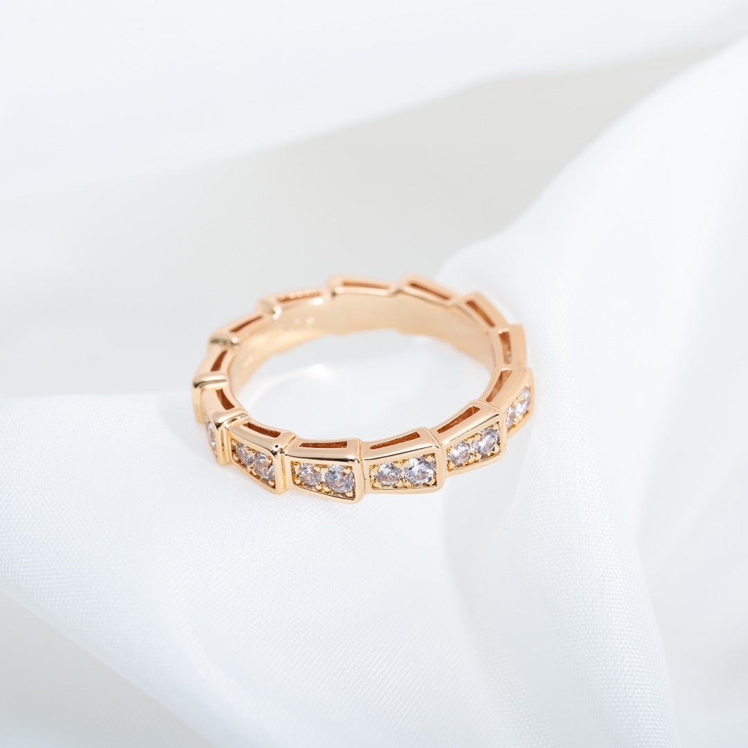 [Psychic Jewelrys]SERPENTI RING PINK GOLD DIAMOND PAVED 3MM