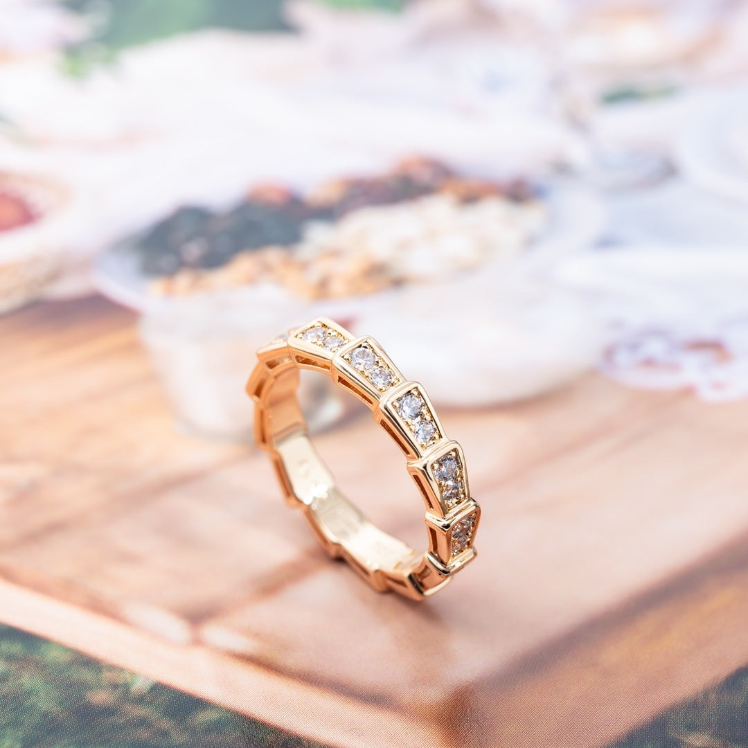 [Psychic Jewelrys]SERPENTI RING PINK GOLD DIAMOND PAVED 3MM