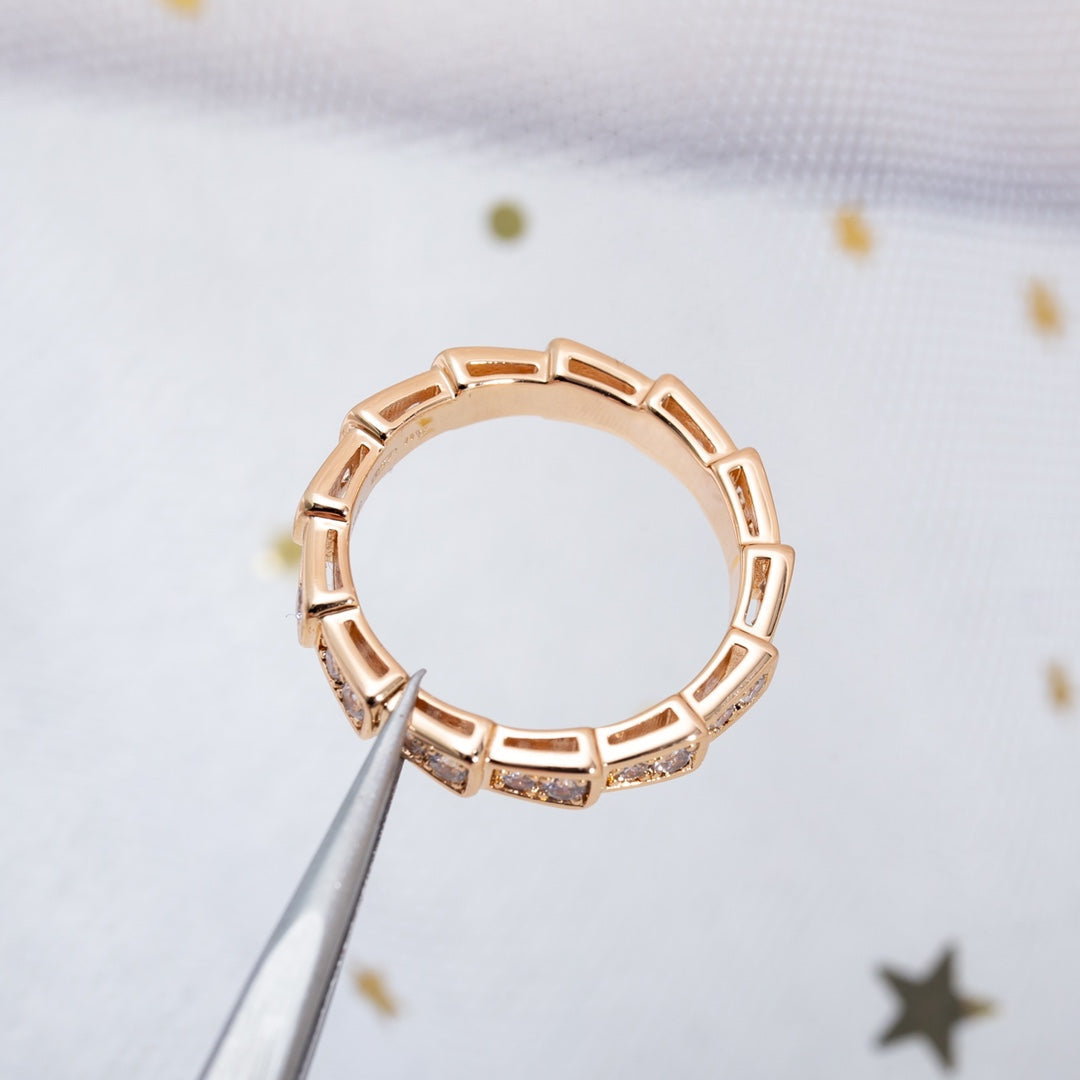[Psychic Jewelrys]SERPENTI RING PINK GOLD DIAMOND PAVED 3MM