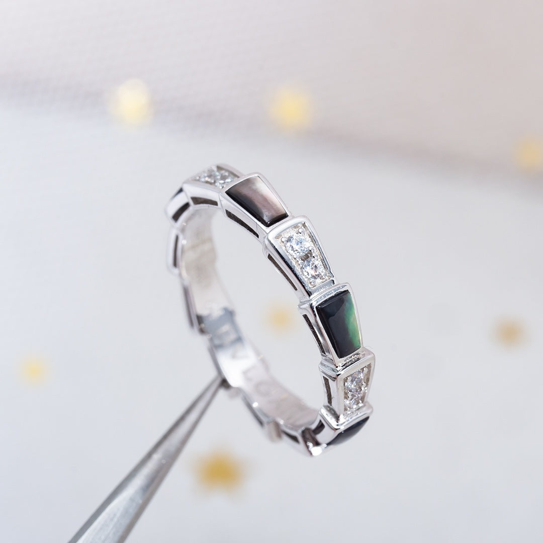 [Psychic Jewelrys]SERPENTI RING SILVER  DIAMOND BLACK MOP 3MM