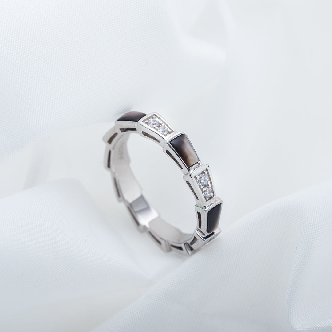 [Psychic Jewelrys]SERPENTI RING SILVER  DIAMOND BLACK MOP 3MM