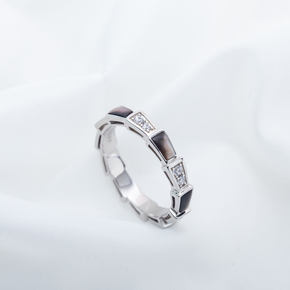 [Psychic Jewelrys]SERPENTI RING SILVER  DIAMOND BLACK MOP 3MM