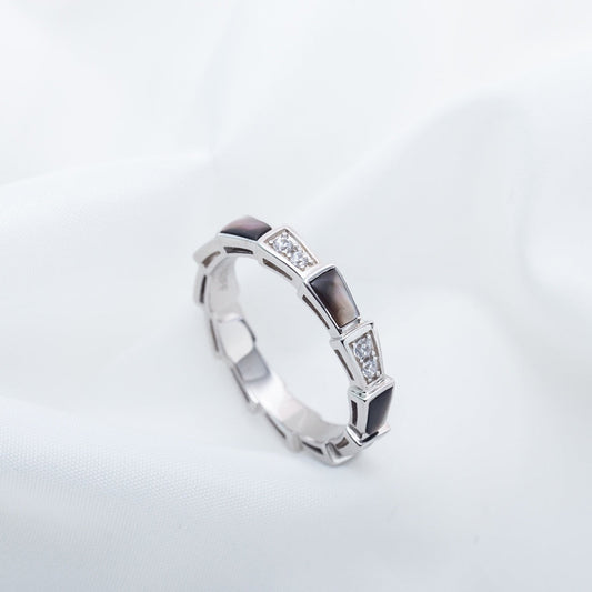 [Psychic Jewelrys]SERPENTI RING SILVER  DIAMOND BLACK MOP 3MM