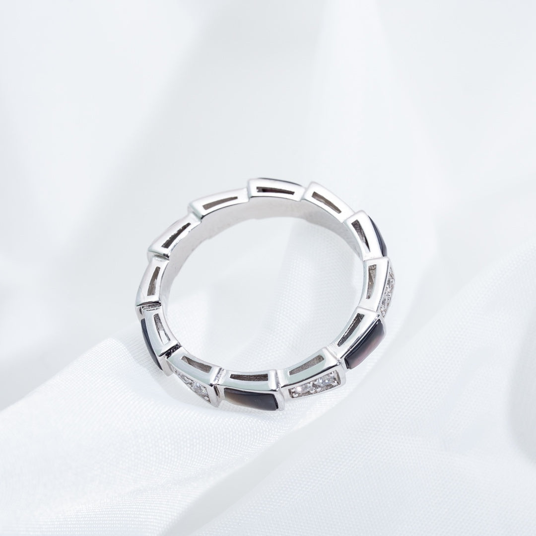 [Psychic Jewelrys]SERPENTI RING SILVER  DIAMOND BLACK MOP 3MM