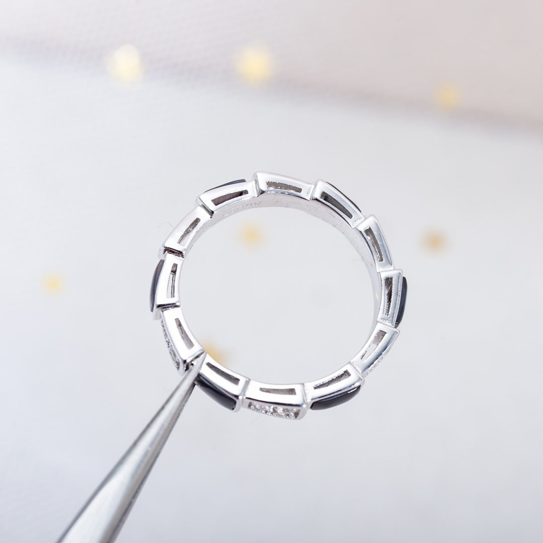 [Psychic Jewelrys]SERPENTI RING SILVER  DIAMOND BLACK MOP 3MM