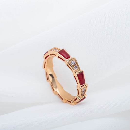 [Psychic Jewelrys]SERPENTI RING PINK GOLD CARNELIAN DIAMOND 3MM