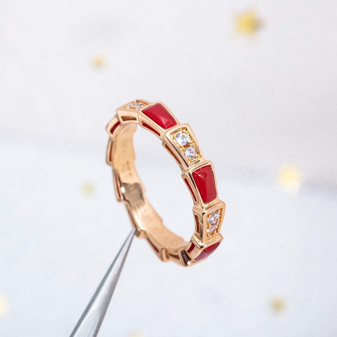 [Psychic Jewelrys]SERPENTI RING PINK GOLD CARNELIAN DIAMOND 3MM