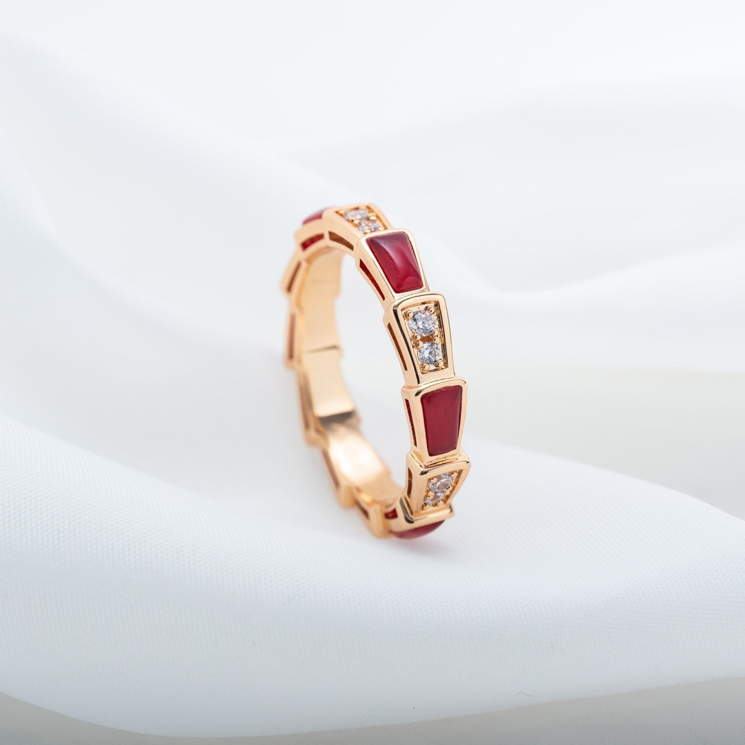 [Psychic Jewelrys]SERPENTI RING PINK GOLD CARNELIAN DIAMOND 3MM