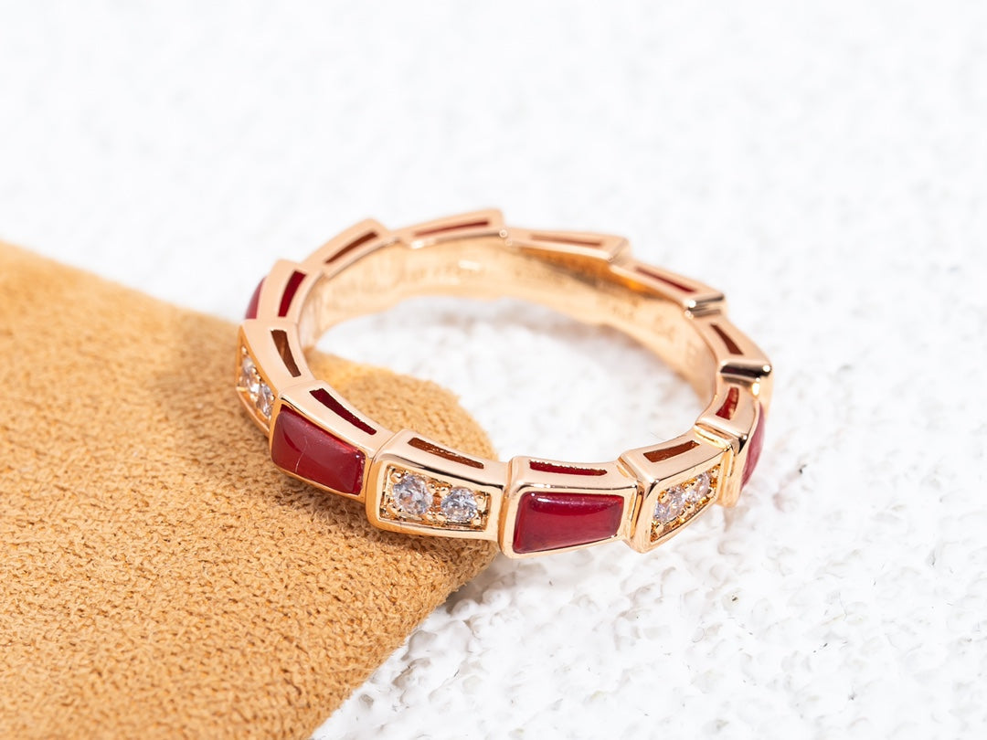 [Psychic Jewelrys]SERPENTI RING PINK GOLD CARNELIAN DIAMOND 3MM