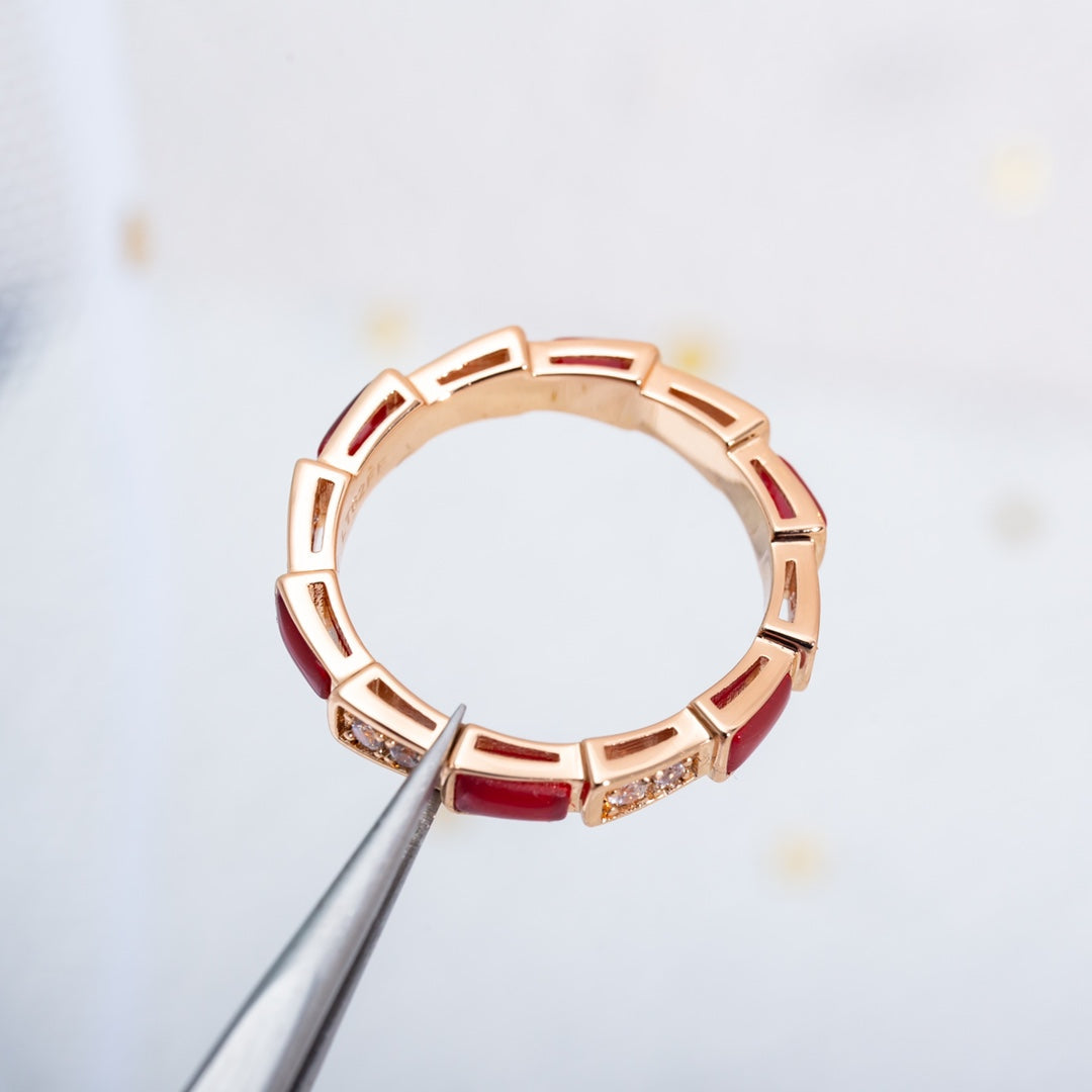 [Psychic Jewelrys]SERPENTI RING PINK GOLD CARNELIAN DIAMOND 3MM