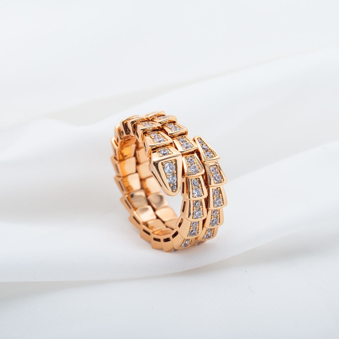 [Psychic Jewelrys]SERPENTI RING PINK GOLD DIAMOND DOUBLE ROW