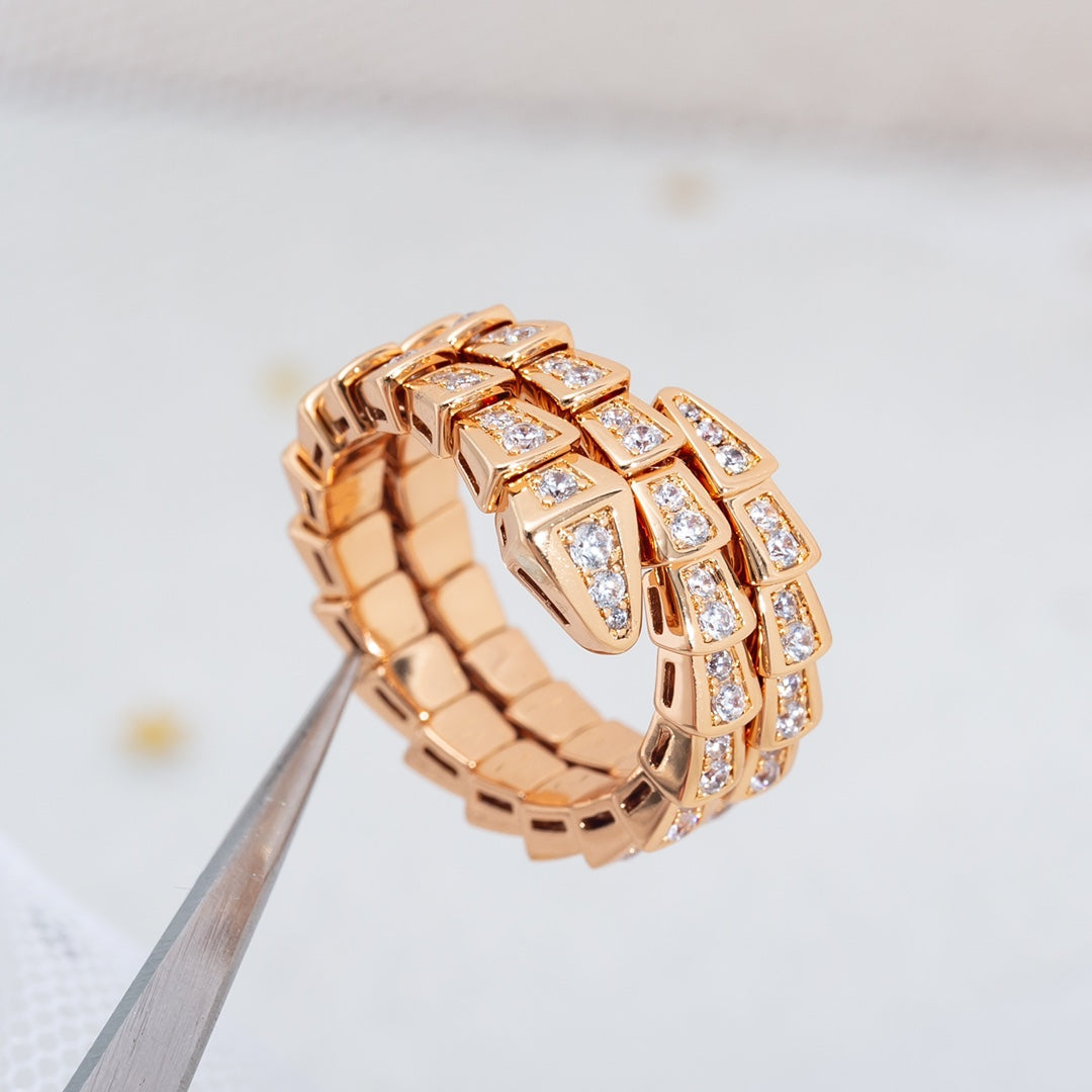 [Psychic Jewelrys]SERPENTI RING PINK GOLD DIAMOND DOUBLE ROW