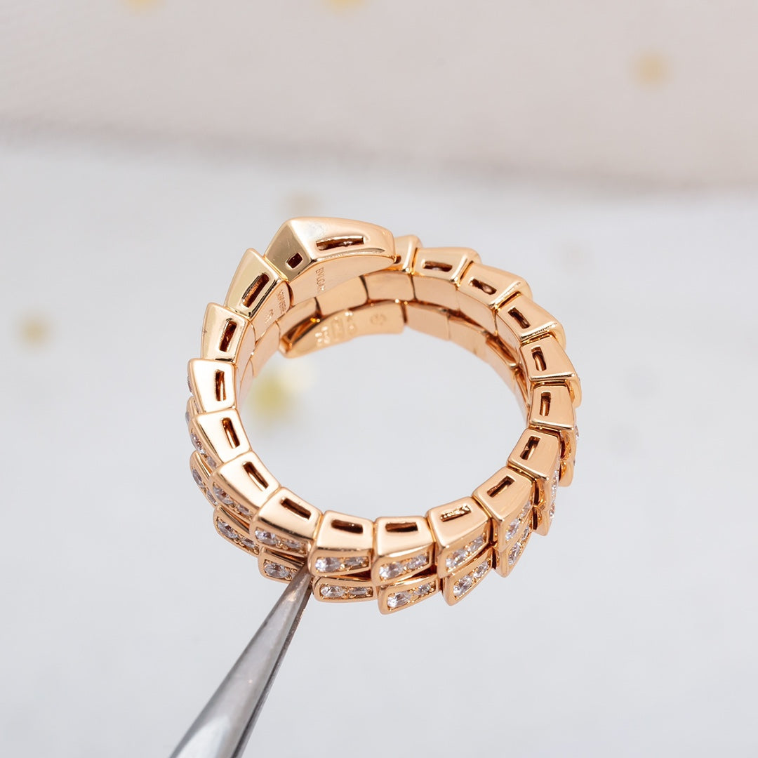 [Psychic Jewelrys]SERPENTI RING PINK GOLD DIAMOND DOUBLE ROW