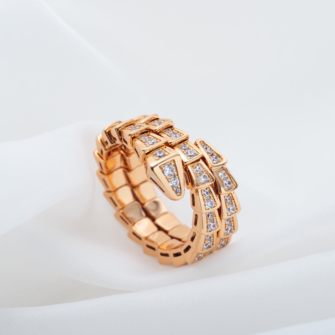 [Psychic Jewelrys]SERPENTI RING PINK GOLD DIAMOND DOUBLE ROW