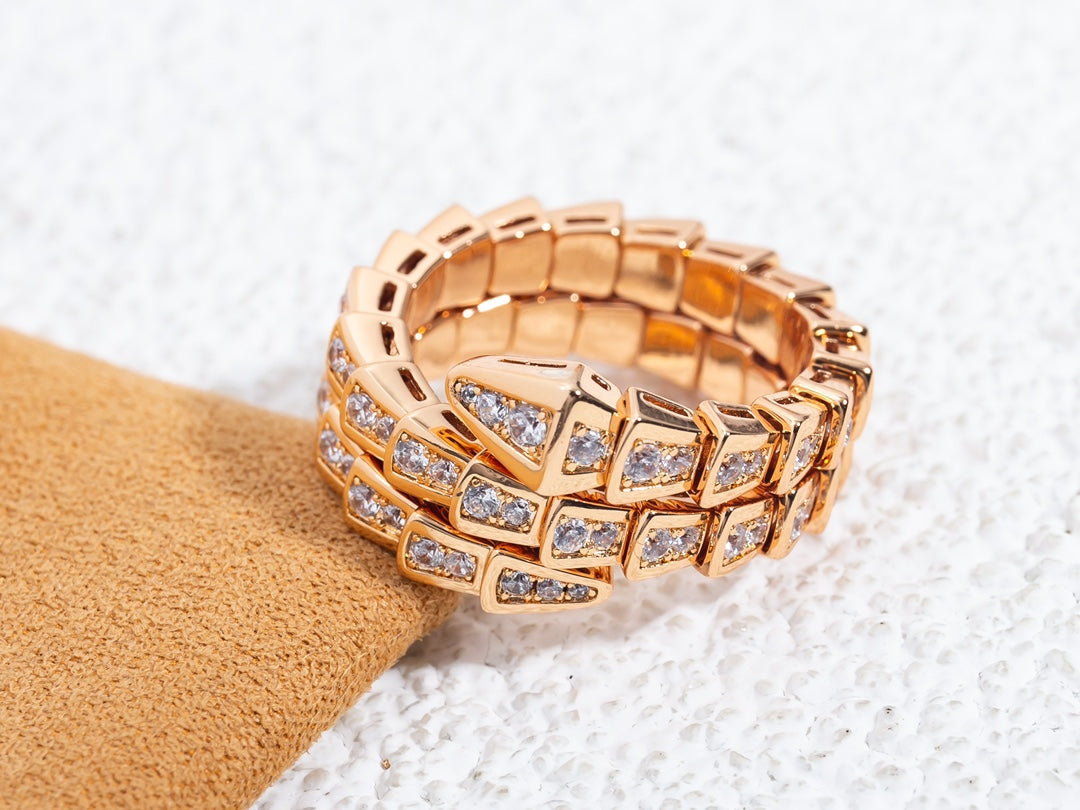 [Psychic Jewelrys]SERPENTI RING PINK GOLD DIAMOND DOUBLE ROW