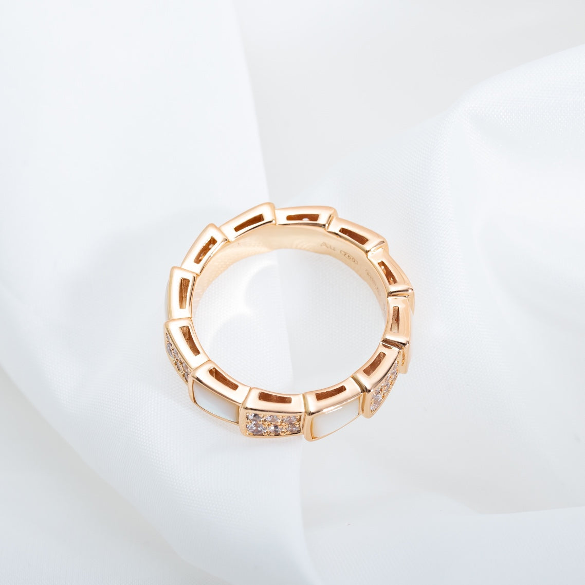 [Psychic Jewelrys]SERPENTI RING PINK GOLD MOP DIAMOND PAVED 4MM