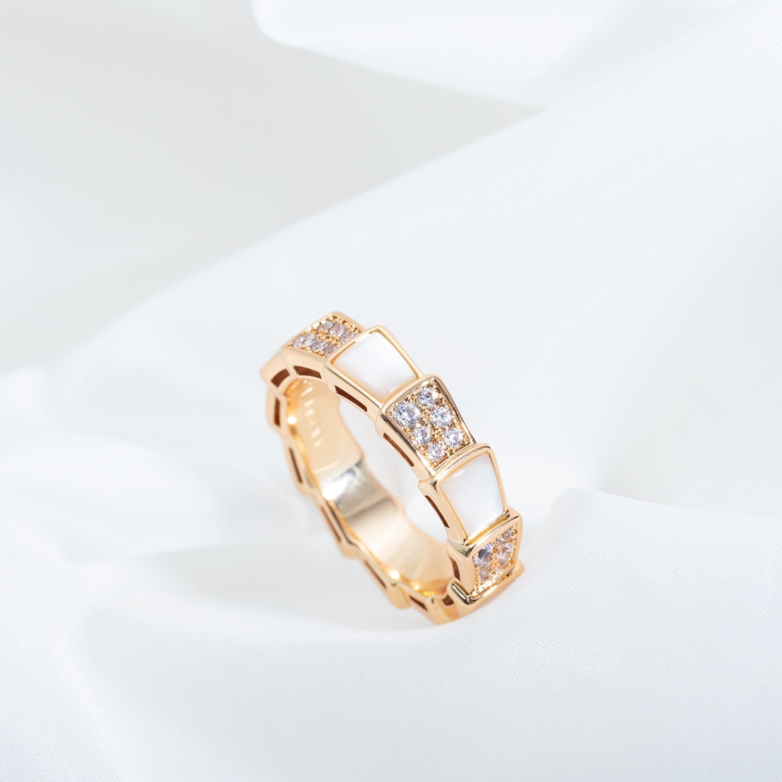 [Psychic Jewelrys]SERPENTI RING PINK GOLD MOP DIAMOND PAVED 4MM