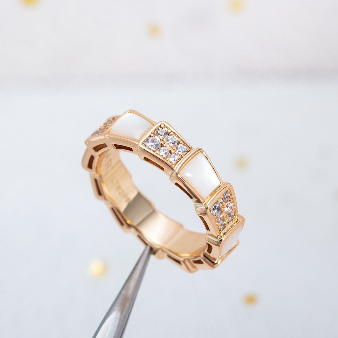 [Psychic Jewelrys]SERPENTI RING PINK GOLD MOP DIAMOND PAVED 4MM