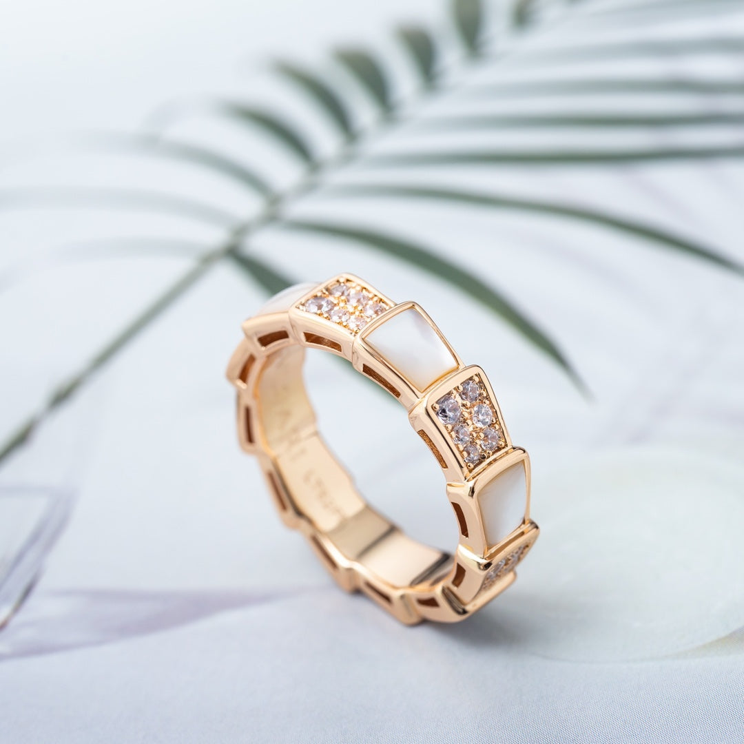[Psychic Jewelrys]SERPENTI RING PINK GOLD MOP DIAMOND PAVED 4MM
