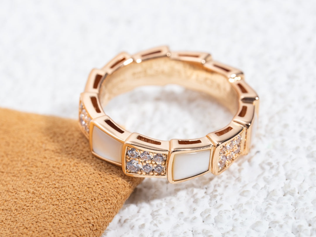 [Psychic Jewelrys]SERPENTI RING PINK GOLD MOP DIAMOND PAVED 4MM