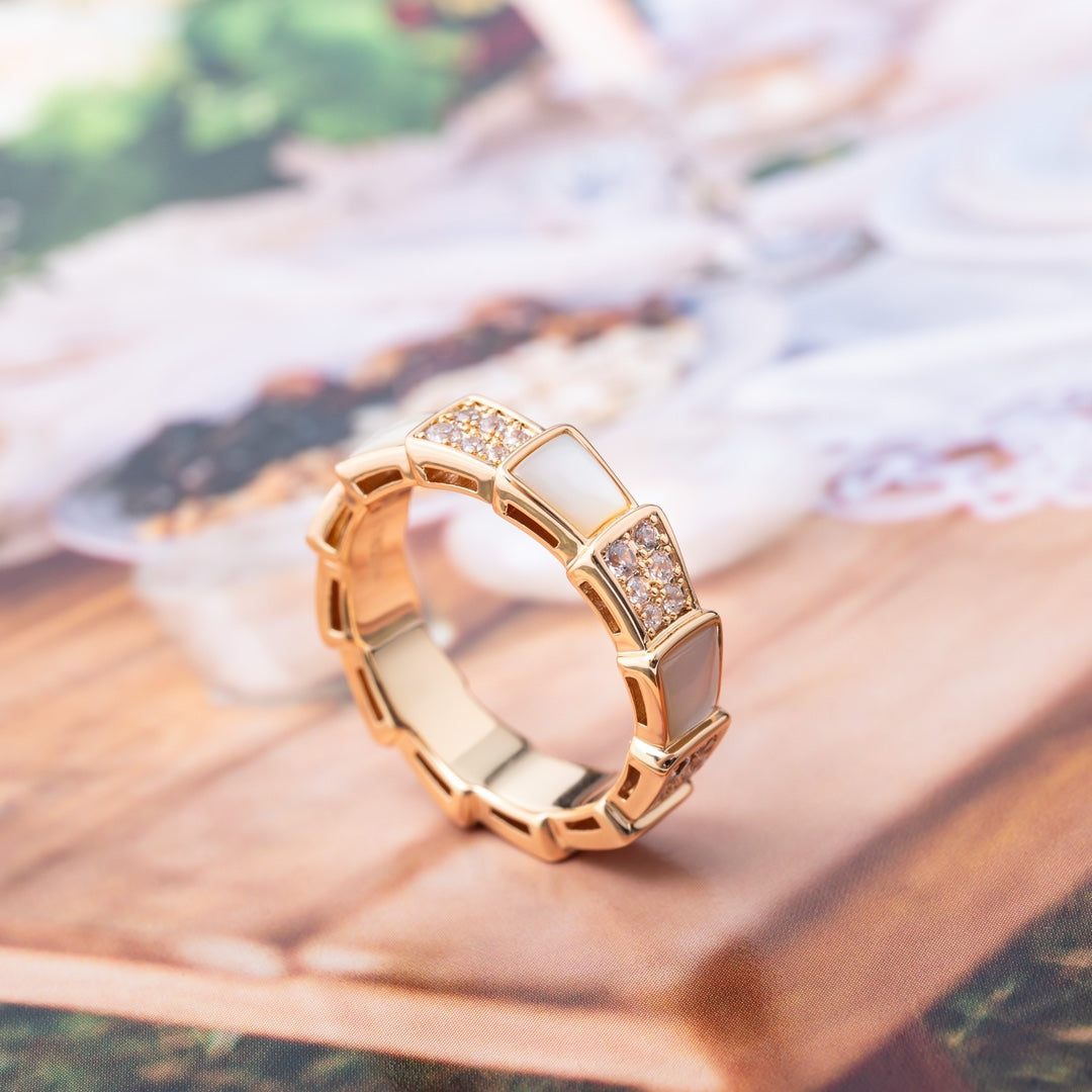 [Psychic Jewelrys]SERPENTI RING PINK GOLD MOP DIAMOND PAVED 4MM