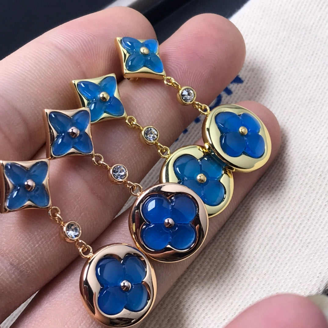 [Psychic Jewelrys]STAR AND SUN AGATE DIAMOND EARRINGS