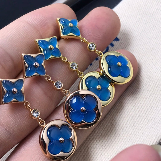 [Psychic Jewelrys]STAR AND SUN AGATE DIAMOND EARRINGS