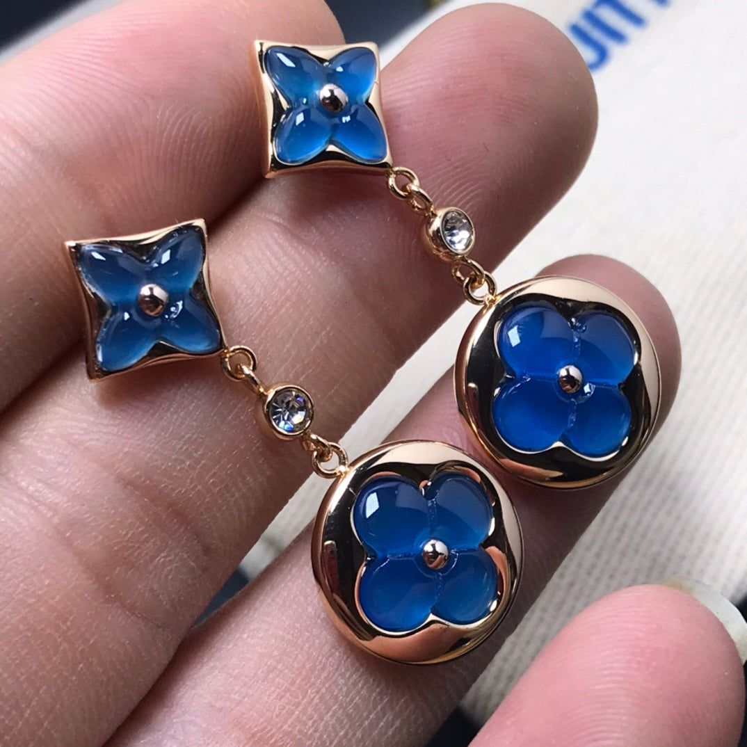 [Psychic Jewelrys]STAR AND SUN AGATE DIAMOND EARRINGS