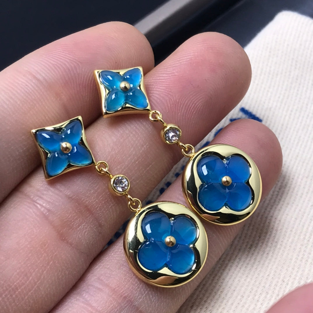 [Psychic Jewelrys]STAR AND SUN AGATE DIAMOND EARRINGS