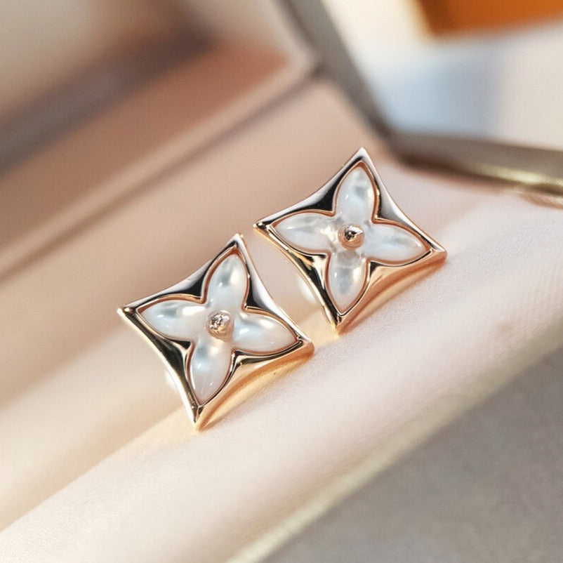 [Psychic Jewelrys]STAR MOP PINK GOLD EARRINGS